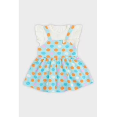 Imagem de Vestido Bebê Menina Bolinhas Com Body Alakazoo Cor:AzulTamanho:G, Azul
