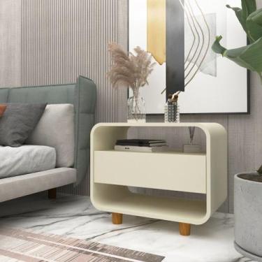 Imagem de Mesa de Cabeceira 1 Gaveta Innova Moderno 100% MDF Branco - Gelius Móv