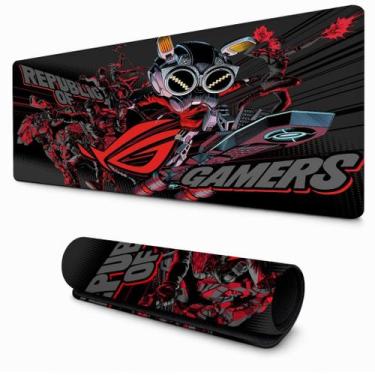 Imagem de Mouse Pad Grande Vermelho e Preto Antiderrapante Desk Mat para Setup G