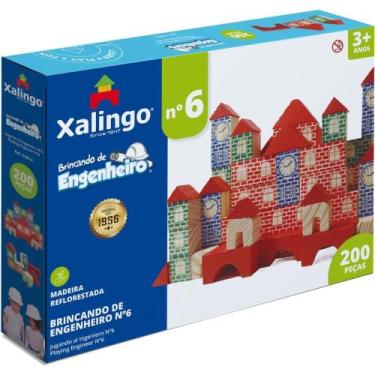 Imagem de Brinquedo para Montar Brincando de Engenheiro com 200 Peças em Madeira