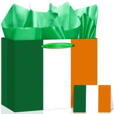 Imagem de Saco de Presente Neptniopllab Bandeira da Irlanda com Cartão e Papel