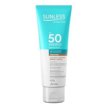 Imagem de Protetor Solar Facial Fps50 Sunless Com Base 60g Toque Seco Cor Bronze