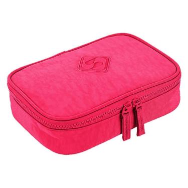 Imagem de Estojo Escolar Infantil 7550408 com 2 Compartimentos Zíper Metal Design Moderno Rosa Sestini 21CM