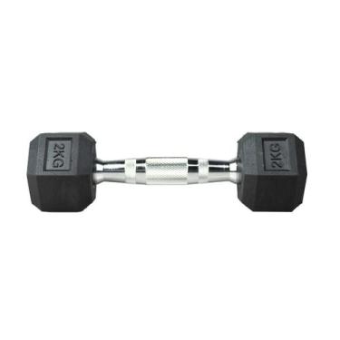 Imagem de Halter 2kg Emborrachado Sextavado Cromado Dumpbell Academia - PHELPS M