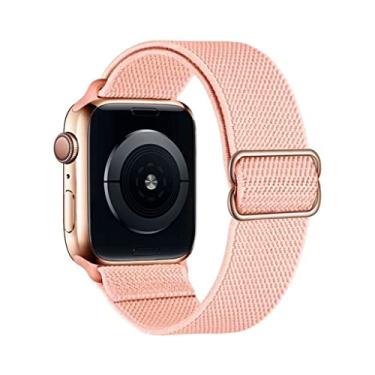 Imagem de Pulseira Nylon Solo Elástica Compatível com Apple Watch (42/44/45, Rosa Areia)
