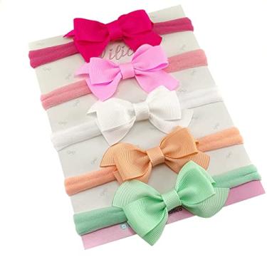 Imagem de Kit C/5 Lacinhos na Faixinha Meia de Seda Bebê Meninas