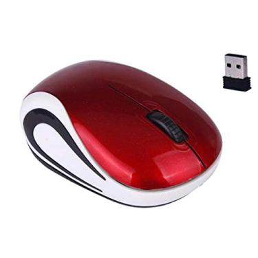 Imagem de Mouse sem fio mini portátil para PC Notebook 800/1200DPI USB 3 teclas, mouse óptico sem fio 2,4G ABS colorido, fino, sem fio, mouse para PC Vermelho