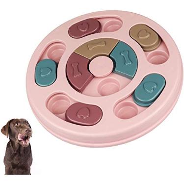 Imagem de Brinquedos de quebra-cabeça para cães – Criativo para iniciantes – Alimentador lento e QI Interativo, dispensador avançado de guloseimas para cães tédio, parte inferior antiderrapante (rosa)