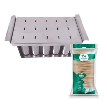 Imagem de Forma De Alumínio 15 Cav + 500 Palitos Para Picolé