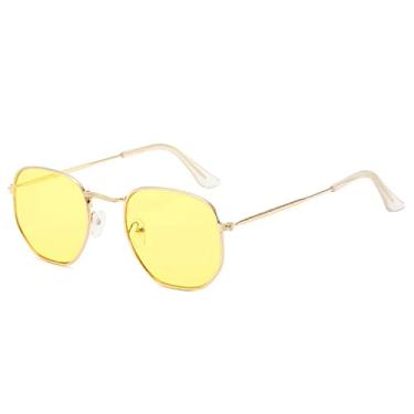 Imagem de Óculos de Sol Quadrado Feminino Vintage Armação Pequena Metal Óculos de Sol Feminino Designer de Moda Clássico Polígono Retro Gafas De Sol, Amarelo Geleia, Outros