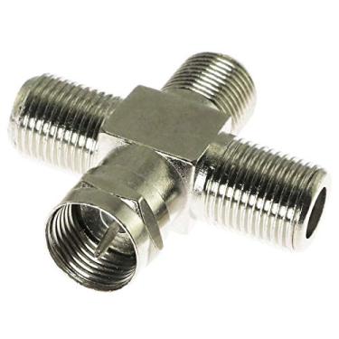 Imagem de E-outstanding Conjunto divisor de 3 vias 1 peça RG6 macho para 3 fêmeas, adaptador divisor de cabo coaxial de 4 vias tipo F para antena de vídeo videocassete, cabo de TV, antena sintonizador de TV via satélite, antena