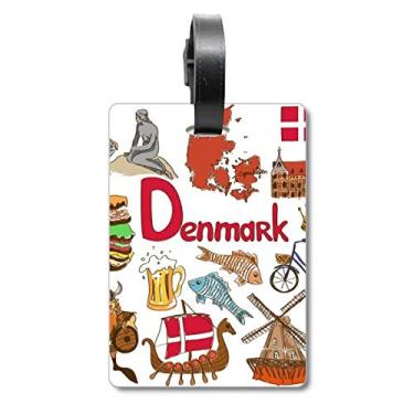 Imagem de Dinamarca Landscap Animais Bandeira Nacional Mala Etiqueta Bagagem Cartão Pendurado Etiqueta Scutcheon Etiqueta, Multicolorido.