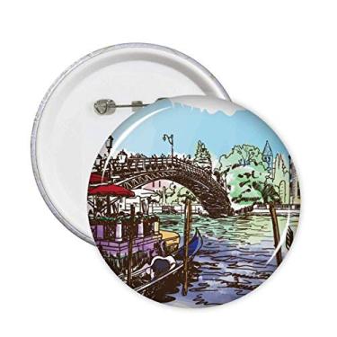 Imagem de Itália Veneza Marco Aquarela Alfinetes Emblema Botão Decoração Acessório 5 peças