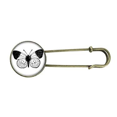 Imagem de Broche de metal retrô de espécie de borboleta com asas brancas