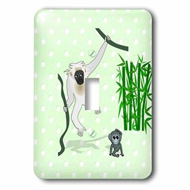 Imagem de 3dRose lsp_212874_1 Impressão de macaco de mãe e bebê com botão único de desenho de bambu