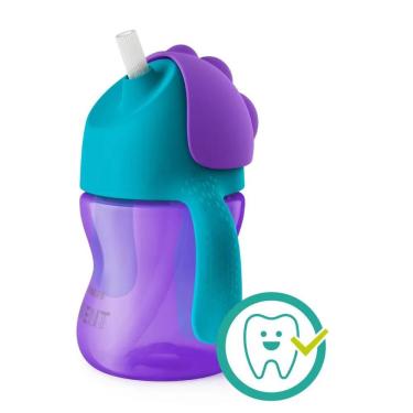 Imagem de Copo com Canudo Curvado Avent Dino Roxo/Azul 200ml SCF796/02