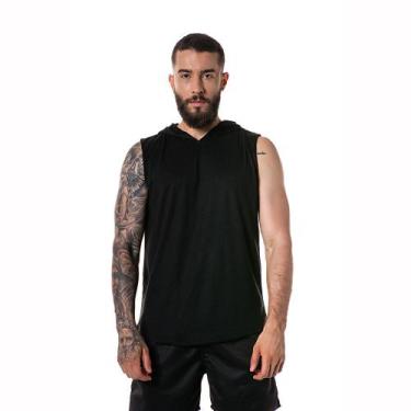 Imagem de Regata Masculina Preta Capuz Oversized Longline - Chiella