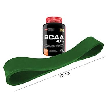 Imagem de Kit Rubber Band - Verde - tensão média 4mm espessura + Bcaa 100g tangerina - Bodybuiders