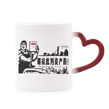 Imagem de Caneca sensível ao calor Camponesa Chinesa Red Revolution vermelha muda de cor vermelha