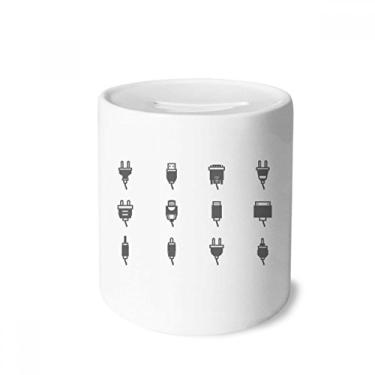 Imagem de DIYthinker Padrão de tomada de diagrama de circuito, caixa de dinheiro caixa de cerâmica porta-moedas presente de cofrinho