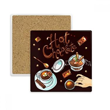 Imagem de Porta-copos quadrado França de chocolate quente, sobremesas, bebida, porta-copos, suporte de subplaca, pedra isolante