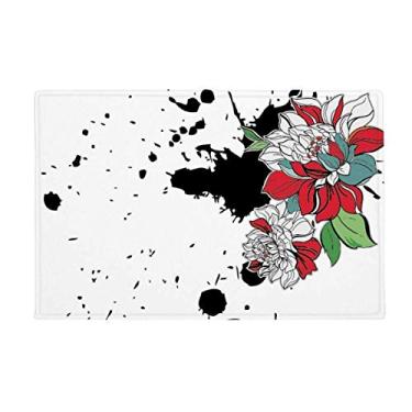 Imagem de DIYthinker Tinta aquarela flor peônia tapete antiderrapante para porta de banheiro