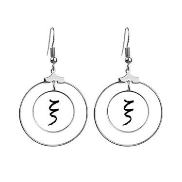 Imagem de Brinco com silhueta de alfabeto grego, Xi, preto, pendente, joia