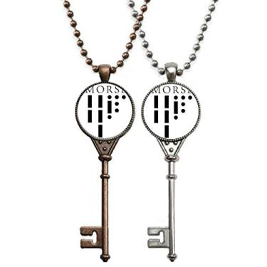 Imagem de OFFbb-USA Morse Code – Colar com chave de representação de linhas pontuais para decoração de casais