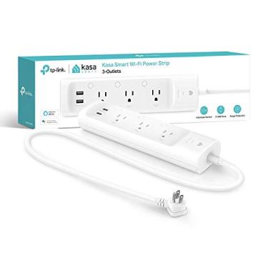 Imagem de Kasa Smart Plug Power Strip KP303, protetor contra surtos com 3 tomadas inteligentes controladas individualmente e 2 portas USB, funciona com Alexa e Google Home, sem necessidade de hub, branco