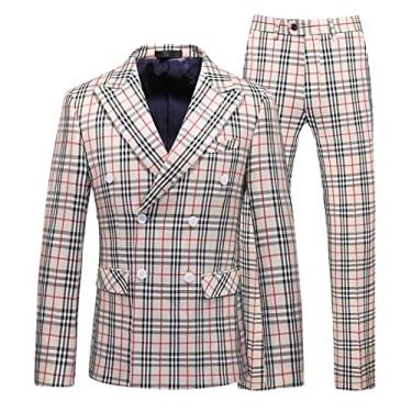 Imagem de Terno masculino slim fit de 3 peças, vestido de casamento de negócios, conjunto de terno de smoking, colete e calça lisa, roupa de trabalho dupla, 3 peças, 4GG/58