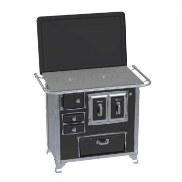 Imagem de Fogão a Lenha N° 01 Sec XVIII GII Preto Gab. Chapa Ferro Fundido Saída Direita C/ Tampa - Venax