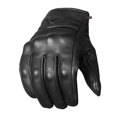 Imagem de Jackets 4 Bikes Luvas de motocicleta – couro premium para homens e mulheres, tela sensível ao toque, antiderrapante, protetor de motociclista de rua para motociclista preto 2GG