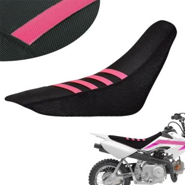 Imagem de USTPO Capa de assento de bicicleta Dirt Bike Capas de assento com nervuras antiderrapante padrão tecido protetor de superfície PVC para CRF50 CRF50F XR50 CRF 50 50F Pit Bike motocicleta rosa