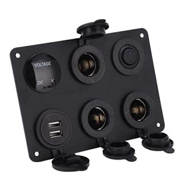 Imagem de Painel de Interruptores, 6 Gang, à Prova D'água, Display Digital, Voltímetro, Usb, Kit Liga/desliga, Carro, Iate, Rv, Carregador Marinho, Painel de Interruptor Rocker