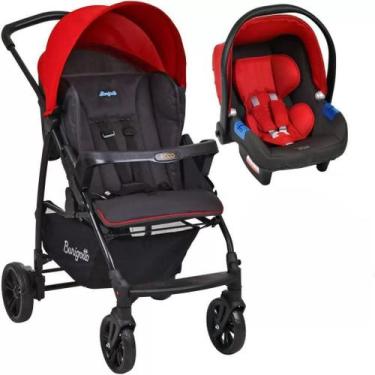 Imagem de Carrinho De Bebê Ecco Cinza E Vermelho + Bebê Conforto Touring X - Bur