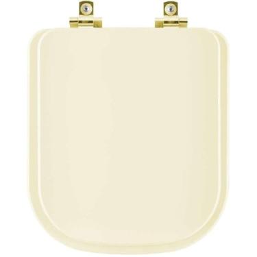 Imagem de Assento Sanitário Soft Close Misti Palha para vaso Icasa com Ferragem Dourada