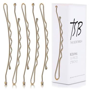 Imagem de TSB Maha No.4 Bronze Bob Pins Conjunto de 50 – 5,0 polegadas Curvo Bobby Pins para um ótimo ajuste – Retenção 3X, aderência segura para coque, cabelo e mais