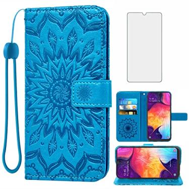 Imagem de Capa de telefone para Samsung Galaxy A50 Capa carteira com protetor de tela de vidro temperado, capa flip magnética de couro, suporte de cartão, acessórios para celular Glaxay A 50 Gaxaly S50 50A SM