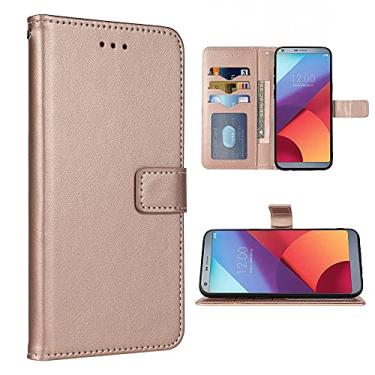 Imagem de FDCWTSH Compatível com LG G6 Capa carteira alça de pulso cordão de couro capa flip suporte suporte acessórios celulares capas de telefone para LGG6 ThinQ LG6 Thin Q G 6 Plus G6+ 6G VS988 H872 ouro