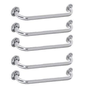 Imagem de Alça Barra De Apoio 60CM Inox Kit 5 Uni Banheiro Idoso Cadeirante Aces