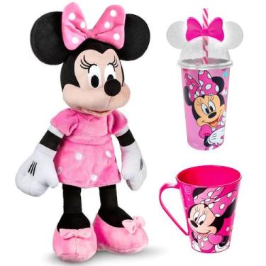 Imagem de Kit Premium da Minnie Rosa 45cm c/ Som Copo e Caneca Multikids, Boneca