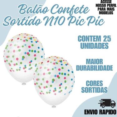 Imagem de Balão Pic Pic Confete N10 C/25Uni Festa Decoraçao Aniversario - Crgfes