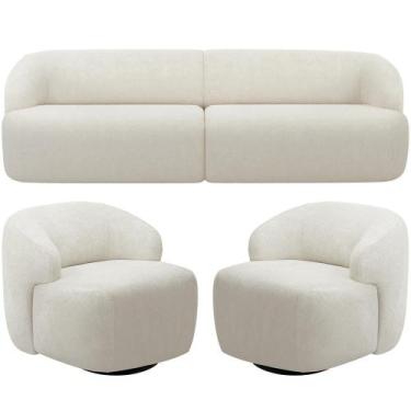 Imagem de Sofá 4 Lugares Curvo Orgânico com 02 Poltronas Para Sala Living 280cm 