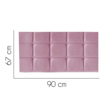 Imagem de Painel Estofada Damares 90 cm Solteiro Quarto para Cama Box Suede Rosa