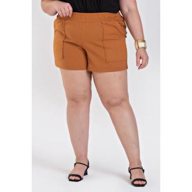 Imagem de Shorts Feminino Plus Size Eco Linho C/ Bolso e Elastico no Cós - Seren