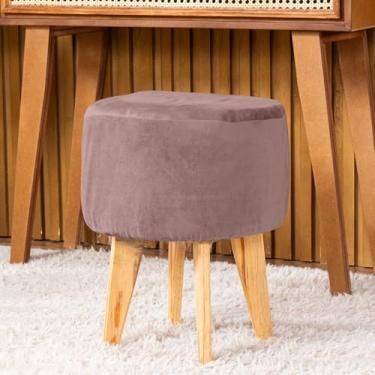 Imagem de Capa de Puff Redondo Médio Avulsa Lisa Ajustável com Elástico - Tecido Veludo Suede Decoração Banquinho Luxo Para Sala Quarto Pufe Banco Protetor Banqueta Centro (Taupe)