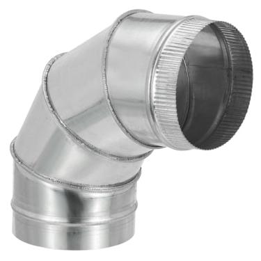 Imagem de PATIKIL Conector de tubo de duto de cotovelo de 90 graus OD de 6 polegadas, conector ajustável de tubo de combustão de chaminé de ventilação HVAC, adaptador de ferro galvanizado para tubo de escape de
