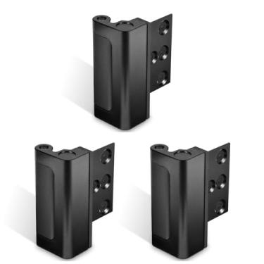 Imagem de GreaTalent Pacote com 3 fechaduras de reforço de porta de segurança doméstica, à prova de crianças, adiciona alta segurança à casa, evita entrada não autorizada, acabamento de construção de alumínio