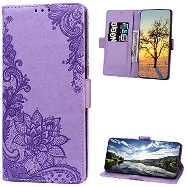 Imagem de Dinglijia Capa carteira de telefone para Redmi Note 12 Pro 5G, capa de couro PU com alça de pulso e slots de cartão de dinheiro coldre para Redmi Note 12 Pro 5G, LS roxo