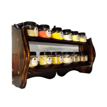 Imagem de Porta temperos de parede nicho cozinha 12 potes - Boss Arte em Madeira